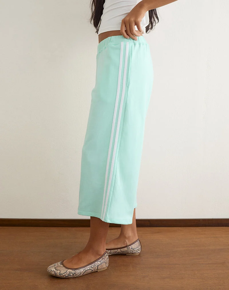 Wamino Capri-Hose in Aqua mit weißen Streifen