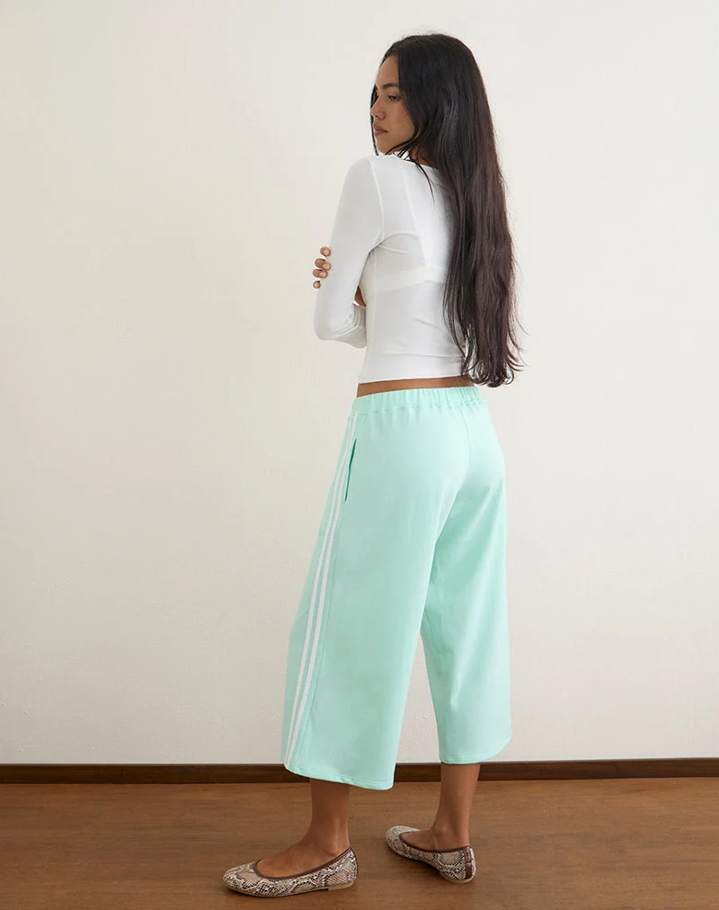 Wamino Capri-Hose in Aqua mit weißen Streifen