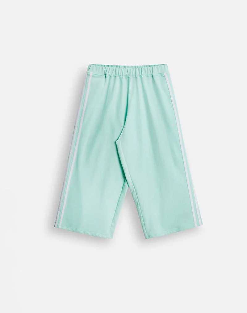 Wamino Capri-Hose in Aqua mit weißen Streifen