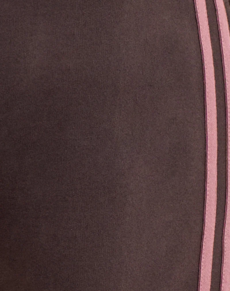 Wamino Capri-Hose in der Farbe „Bitter Chocolate“ mit rosafarbenen Streifen