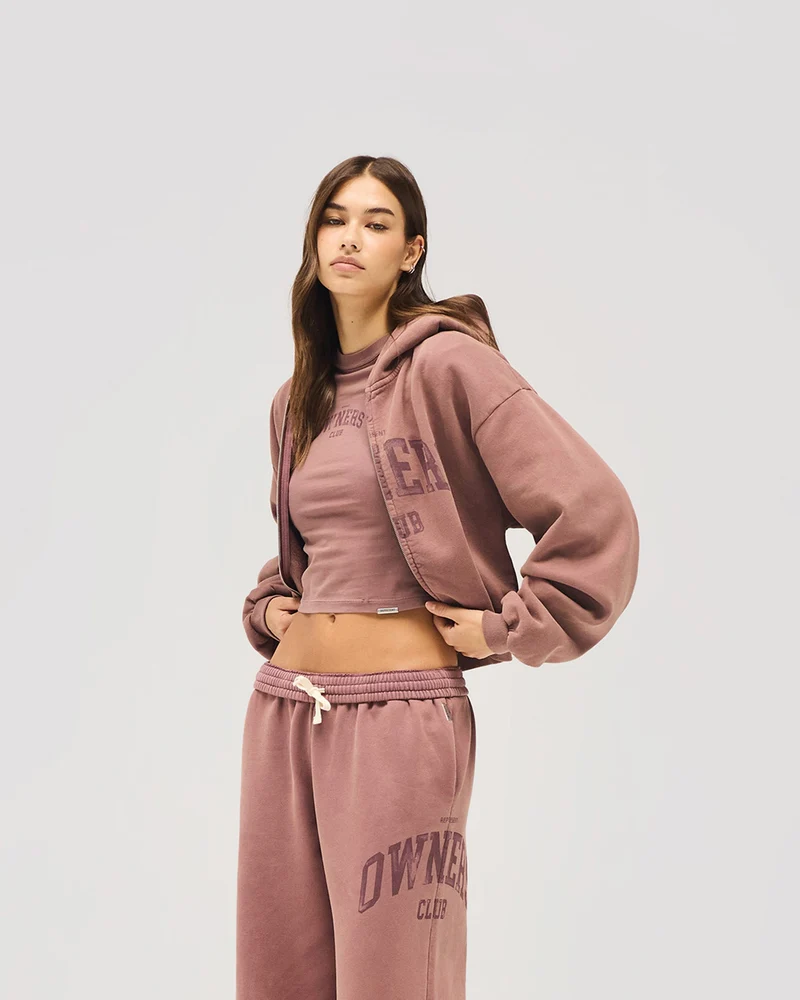 Represent Owners Club Zip Through Hoodie - Smoked Rose