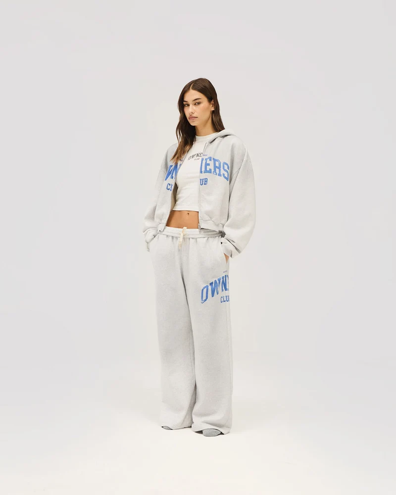 Represent Owners Club Zip Through Hoodie - Sprayed Ice Grey Marl