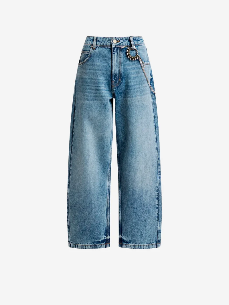 Jeans a gamba dritta con catenella rimovibile
