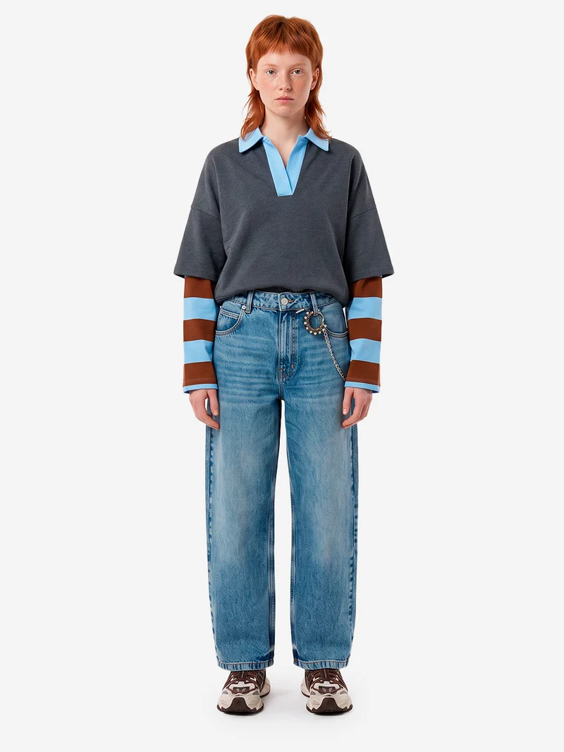 Jeans a gamba dritta con catenella rimovibile