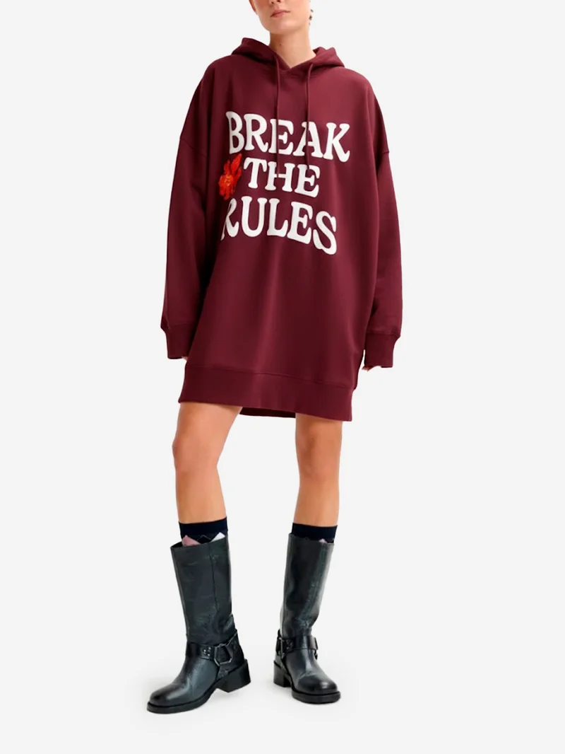 Mini Abito oversize in jersey con cappuccio