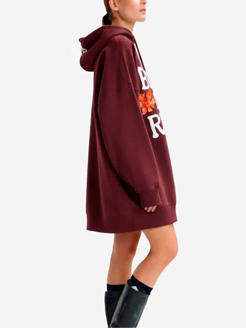 Mini Abito oversize in jersey con cappuccio