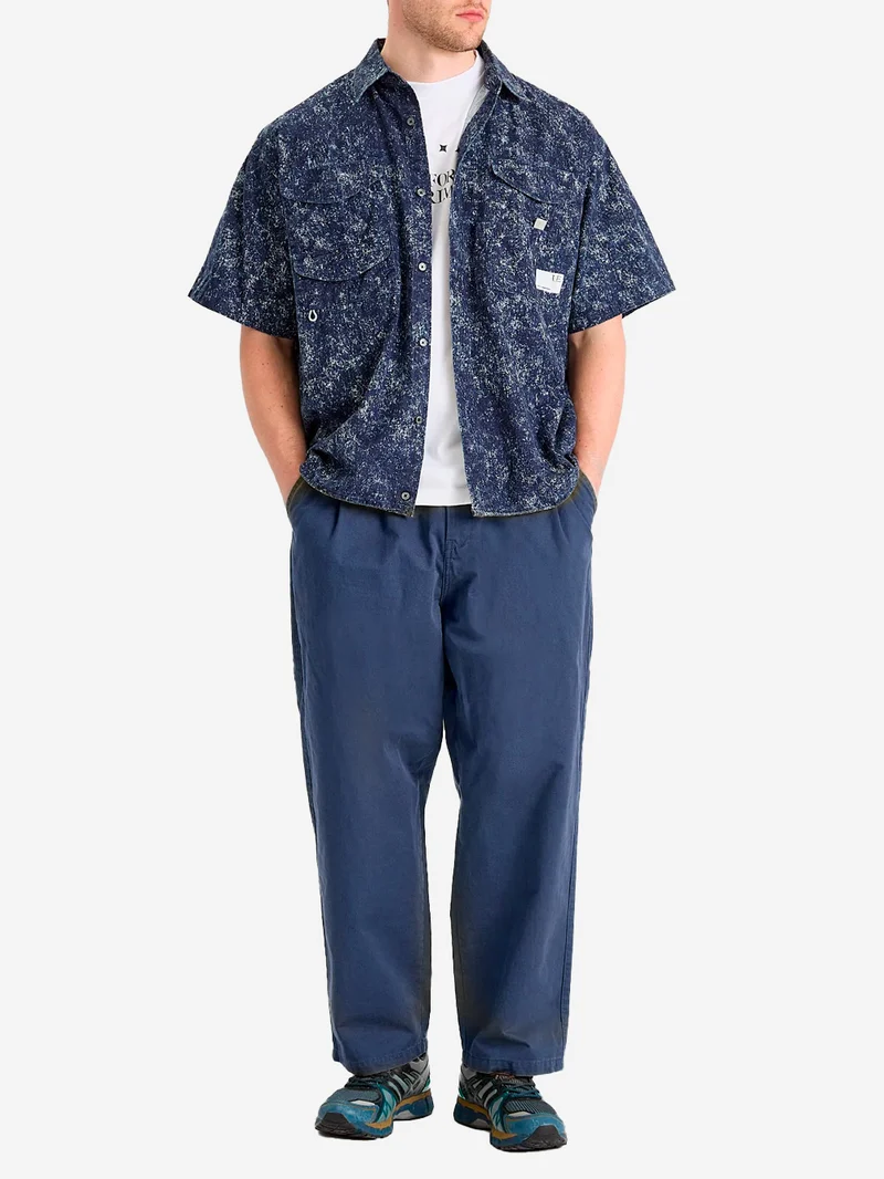 Camicia da pesca indigo con stampa