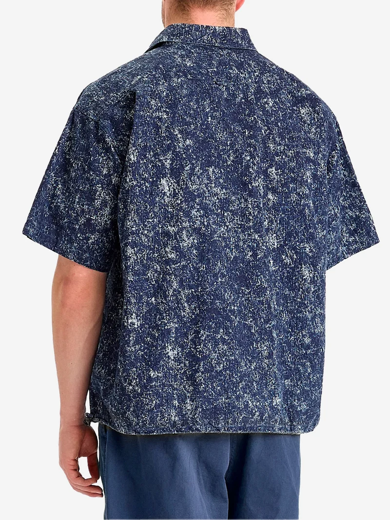 Camicia da pesca indigo con stampa