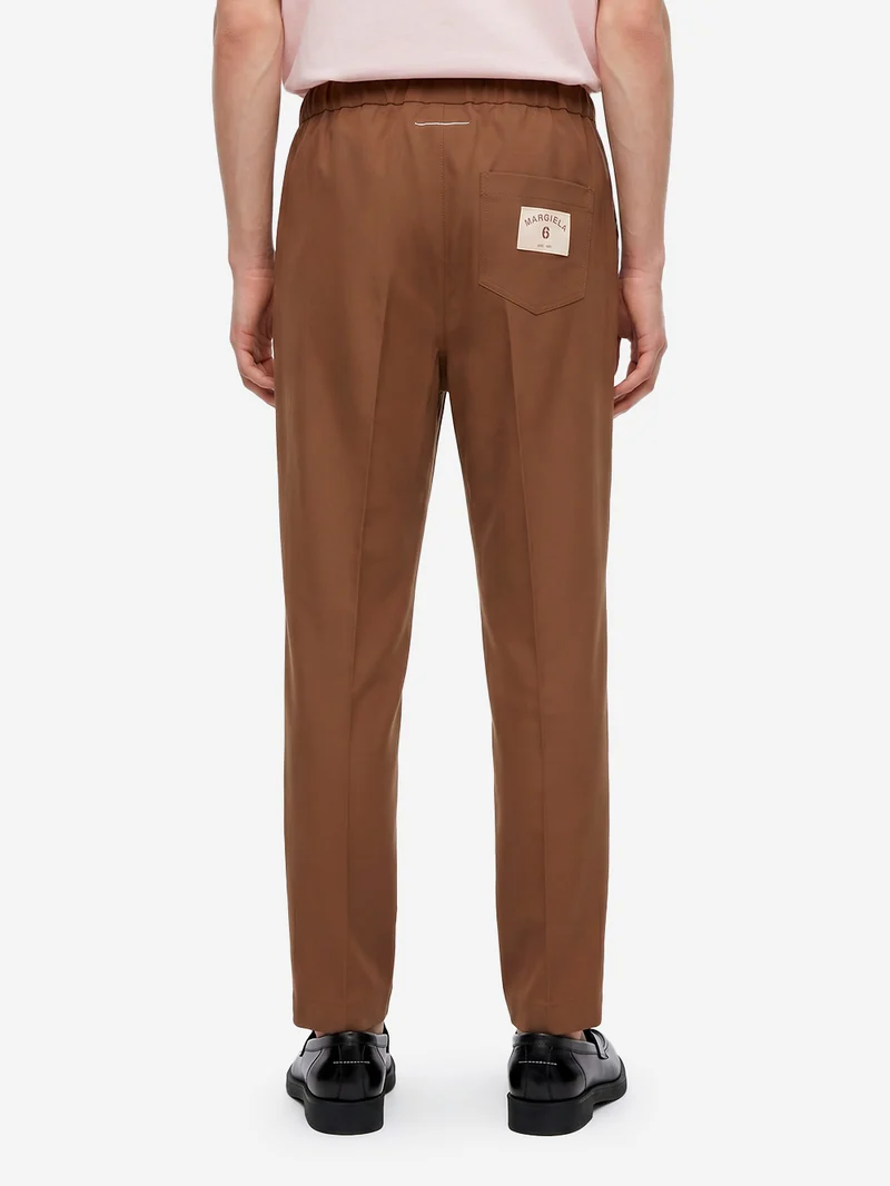 Pantaloni in Misto Lana con Coulisse e patch Margiela 6