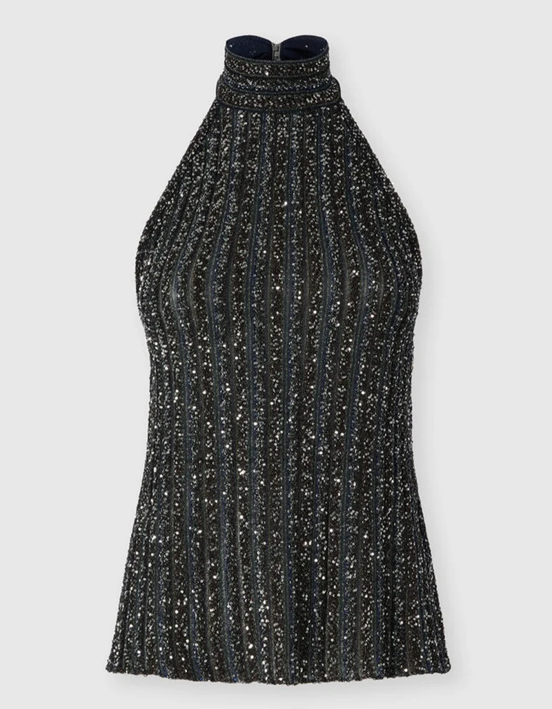 Pailletten-Neckholder Top