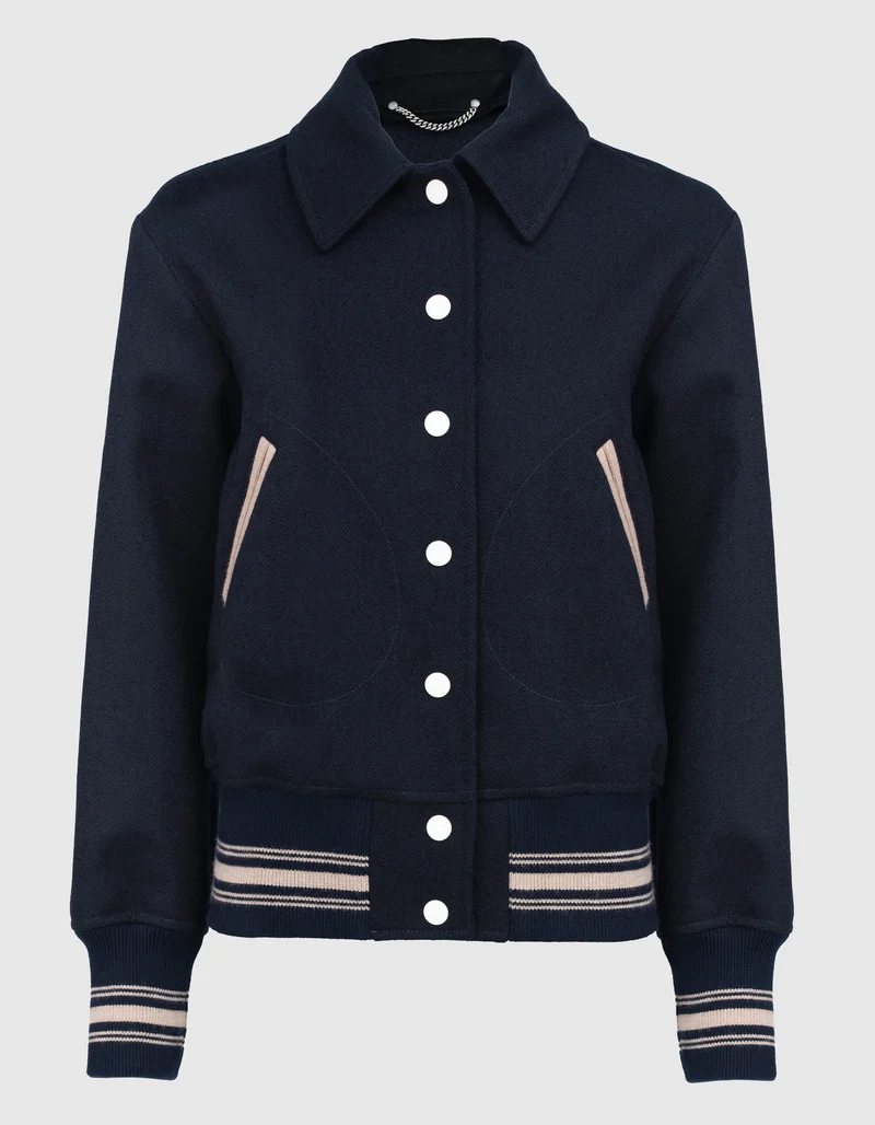 Bestickte Bomberjacke aus Wolle