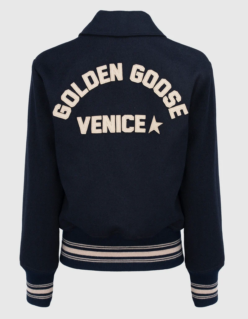 Bestickte Bomberjacke aus Wolle