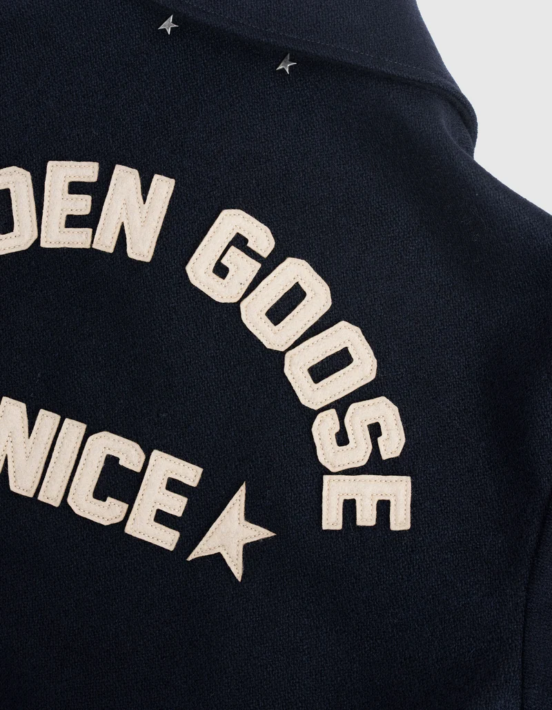 Bestickte Bomberjacke aus Wolle