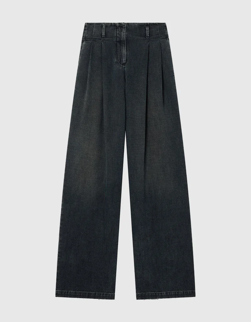 Wide Leg Jeans mit Bundfalten