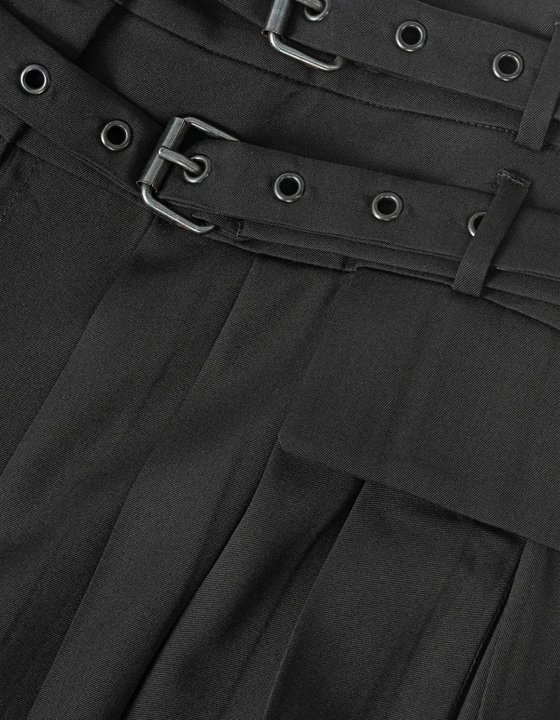 Midi-Faltenrock mit abnehmbaren Gürteln