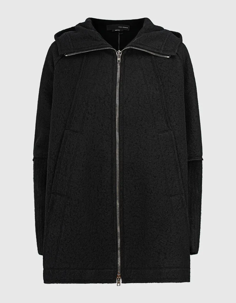 Oversize Woll-Mix Jacke mit Kapuze