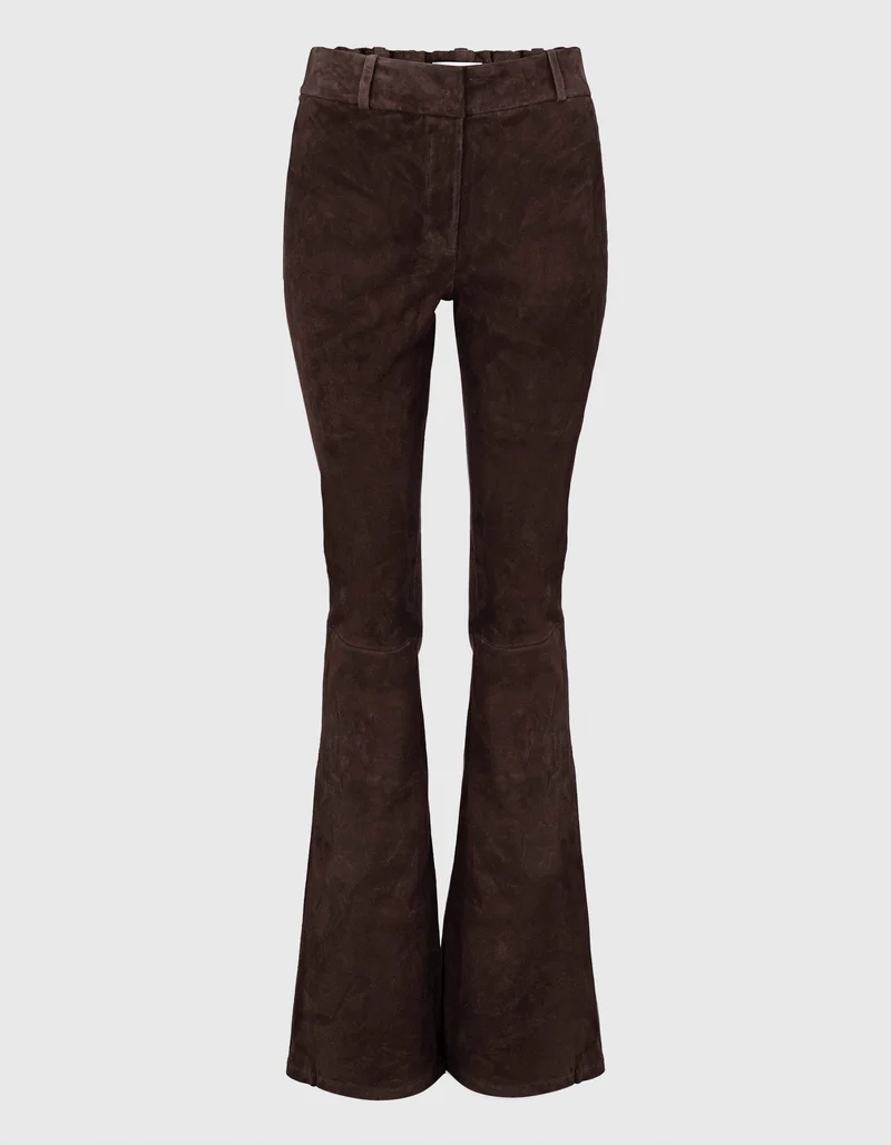 Flare-Leg Veloursleder-Hose Lucia