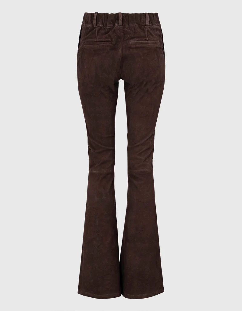 Flare-Leg Veloursleder-Hose Lucia