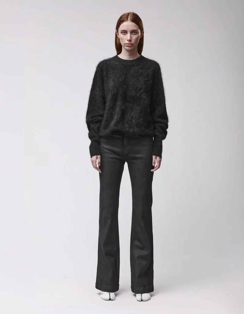Fuzzy Kaschmir-Pullover mit Rundhalsausschnitt