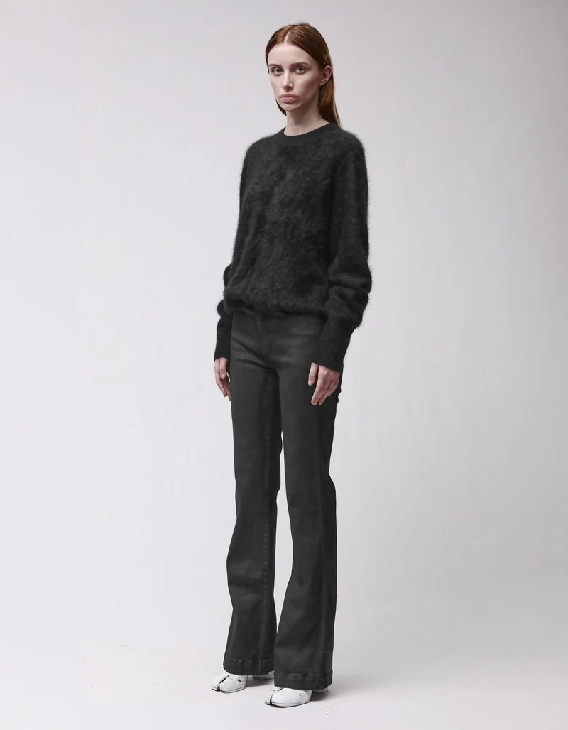 Fuzzy Kaschmir-Pullover mit Rundhalsausschnitt