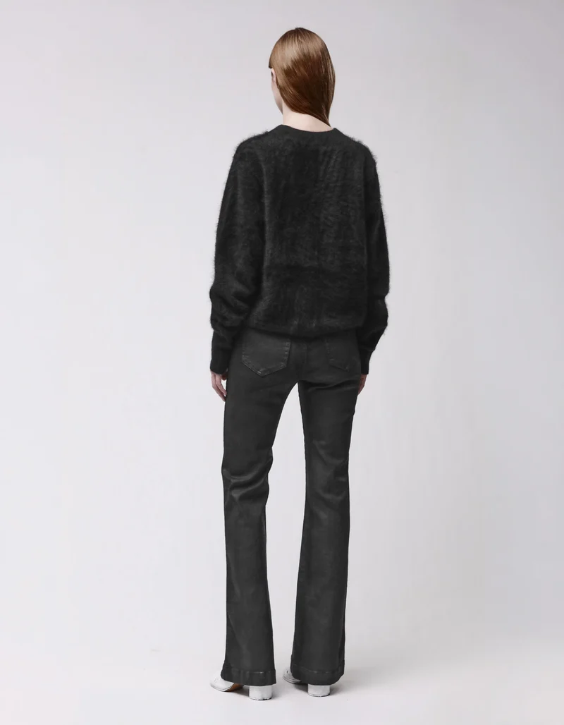 Fuzzy Kaschmir-Pullover mit Rundhalsausschnitt