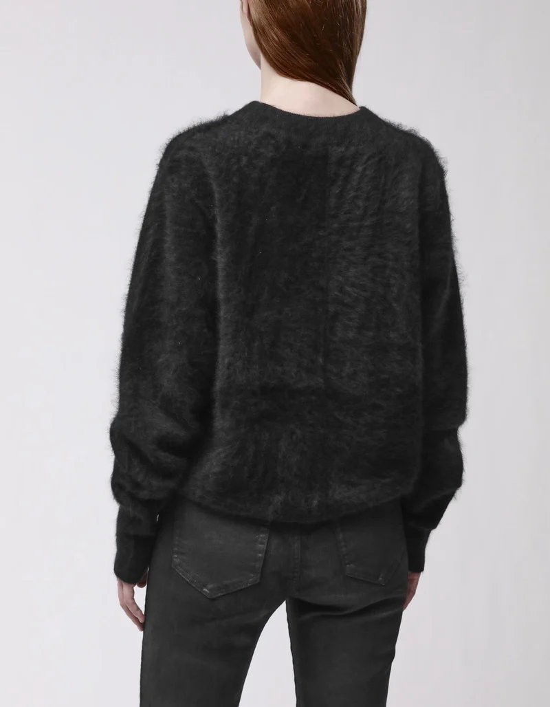 Fuzzy Kaschmir-Pullover mit Rundhalsausschnitt