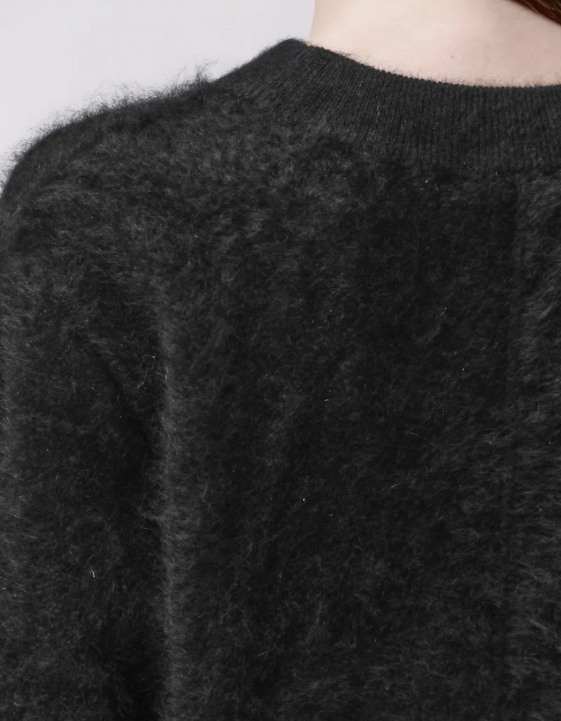 Fuzzy Kaschmir-Pullover mit Rundhalsausschnitt