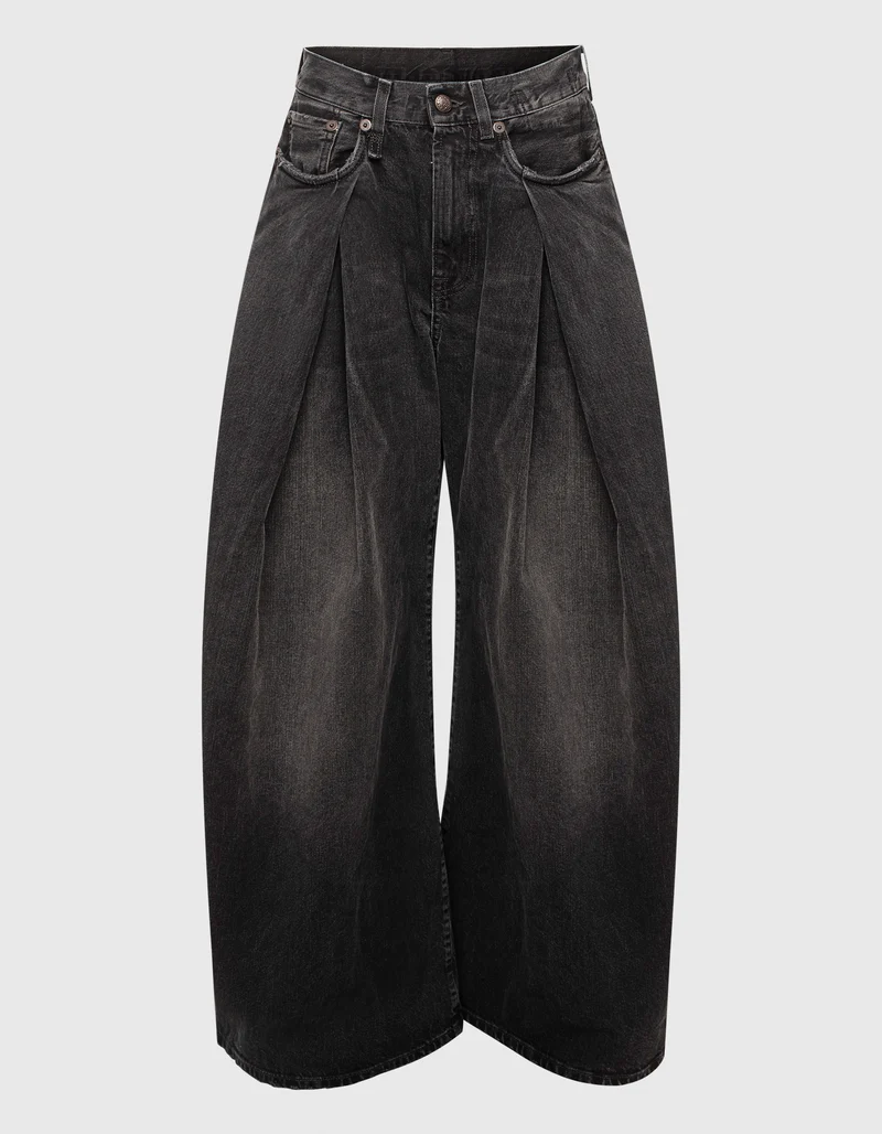 Wide-Leg Jeans Foldover mit Kellerfalten
