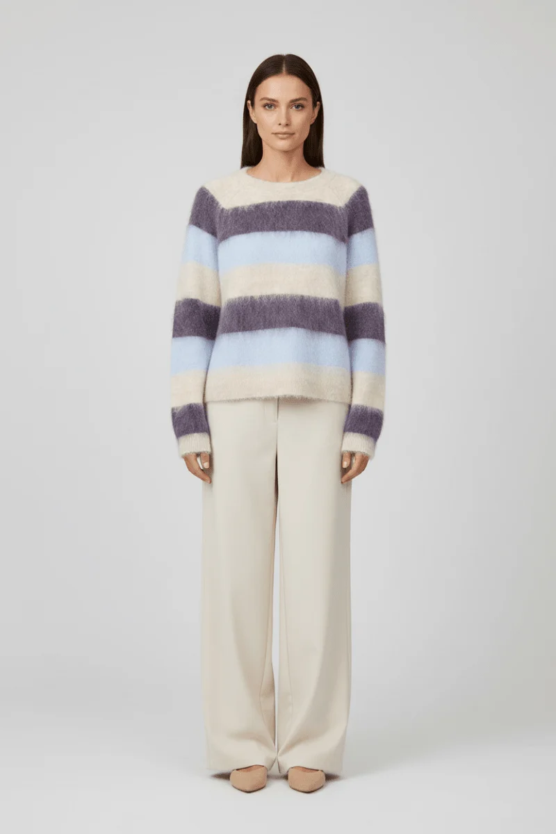 Mos Mosh Suvi Gestreifter Strickpullover in Traubenlila