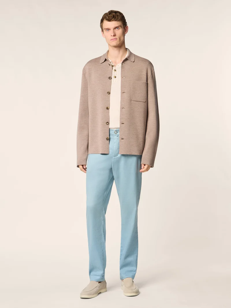 Gray – Cotton and Linen Stretch Gabardine Pants