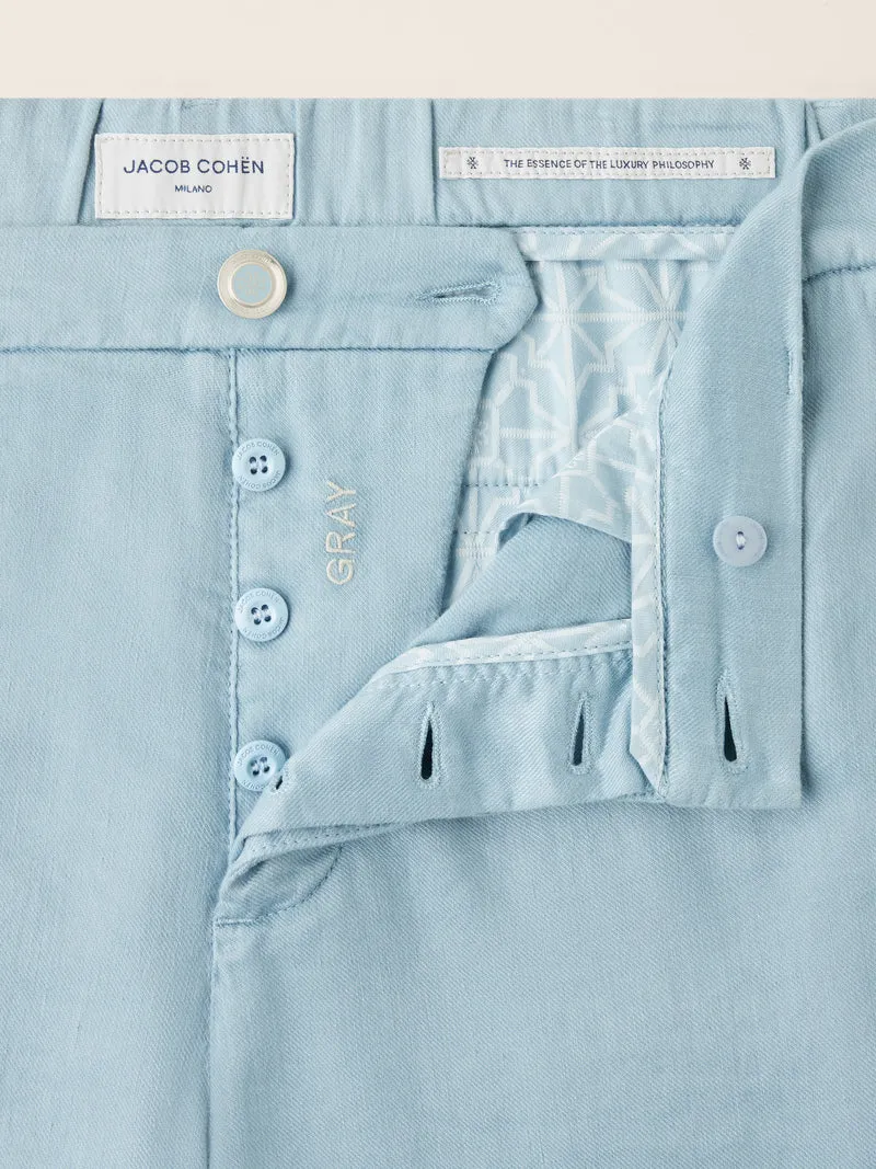 Gray – Cotton and Linen Stretch Gabardine Pants