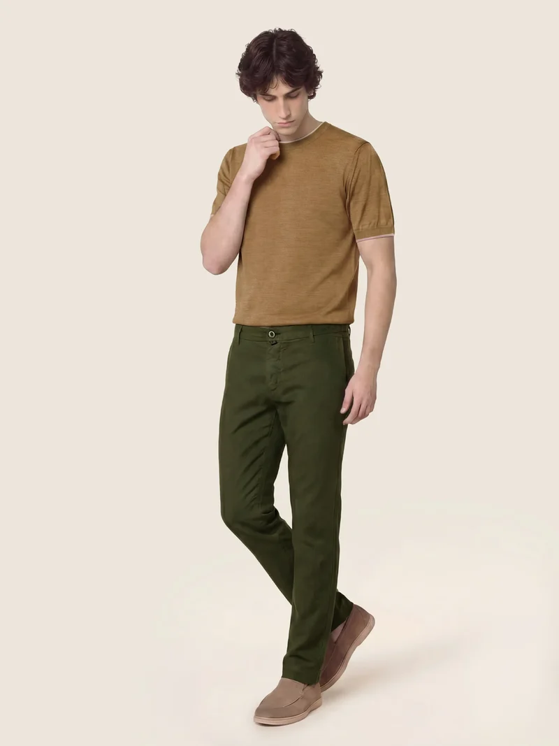 Gray – Pants in Cotton and Linen gabardine stretch