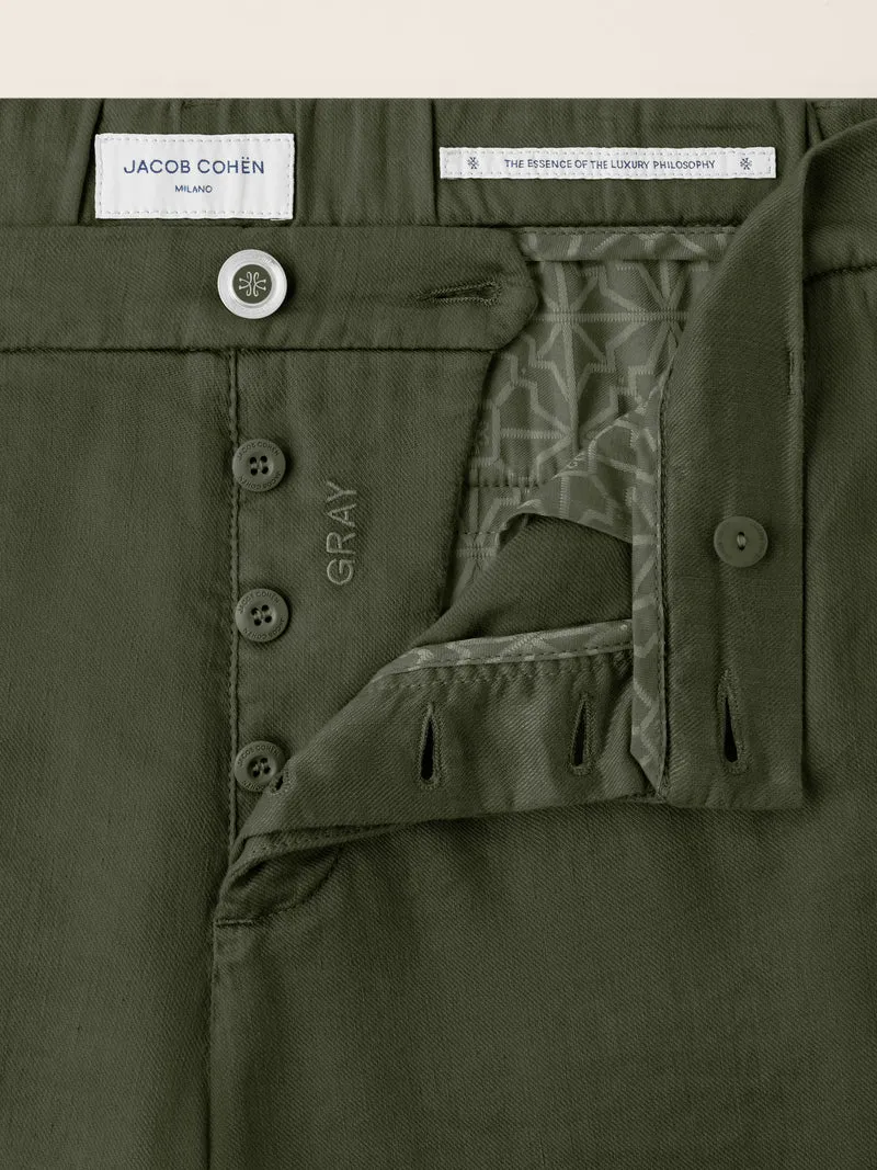 Gray – Pants in Cotton and Linen gabardine stretch