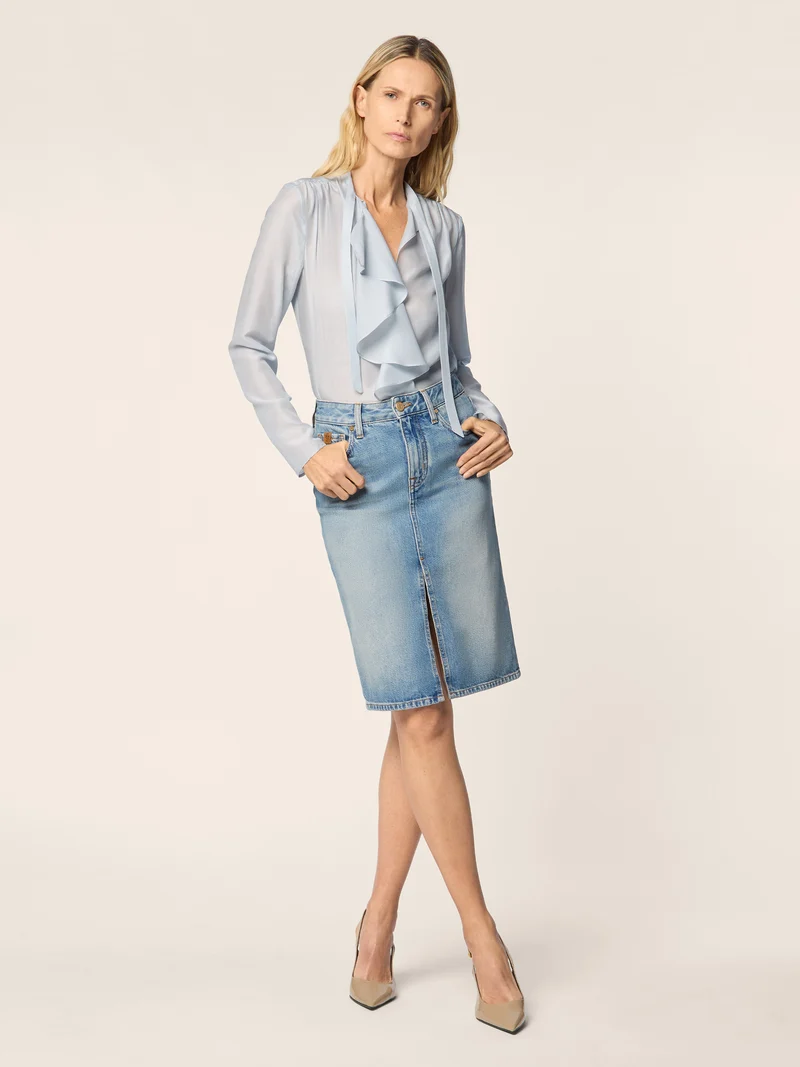 Cotton-Lyocell Denim Skirt