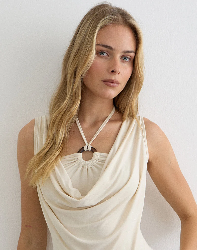Olinda-Haltertop aus Cupro in Creme