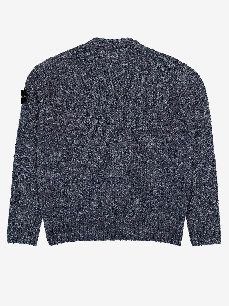 Maglione girocollo grigio melange in misto lana con patch