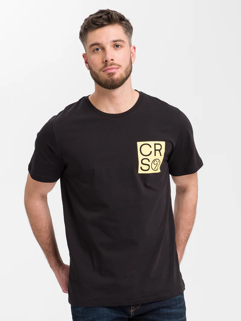 Herren Regular T-Shirt mit Logo Print schwarz