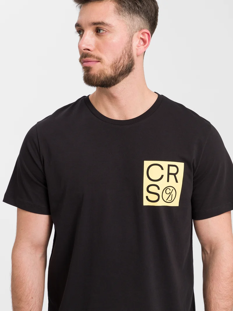 Herren Regular T-Shirt mit Logo Print schwarz