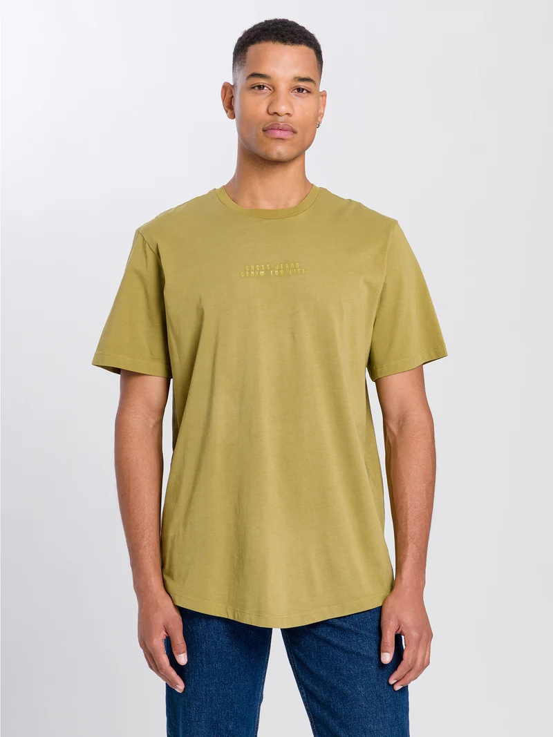 Herren Regular T-Shirt mit Logo Print grün