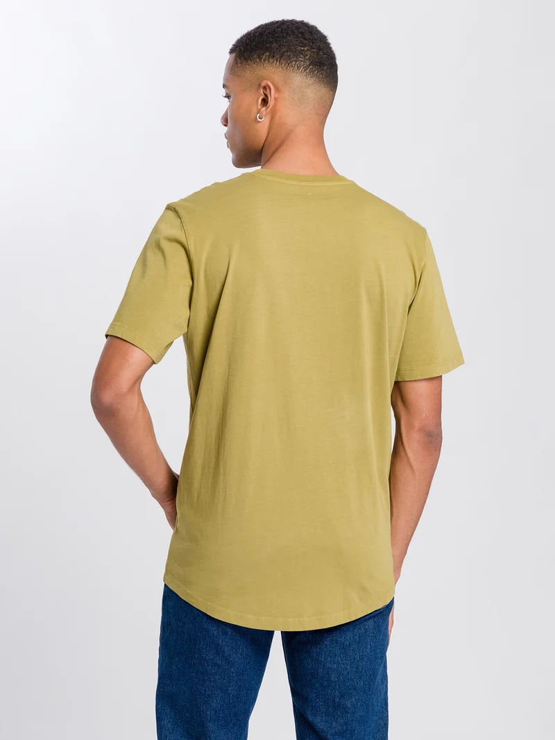Herren Regular T-Shirt mit Logo Print grün