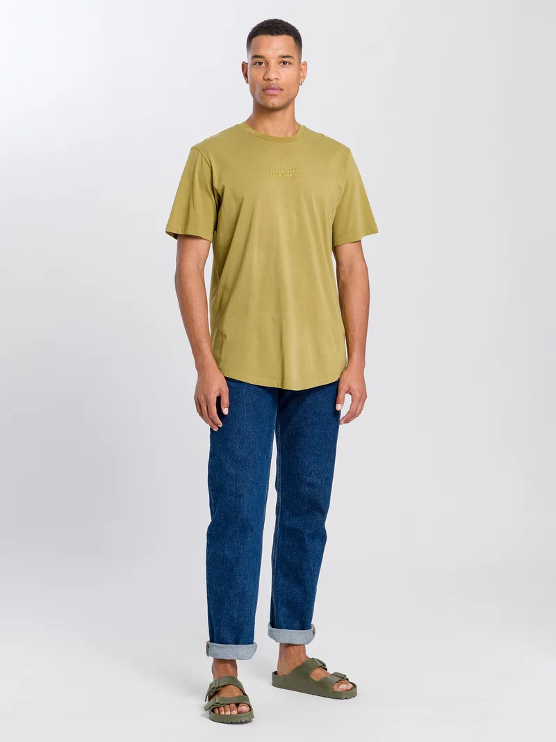Herren Regular T-Shirt mit Logo Print grün