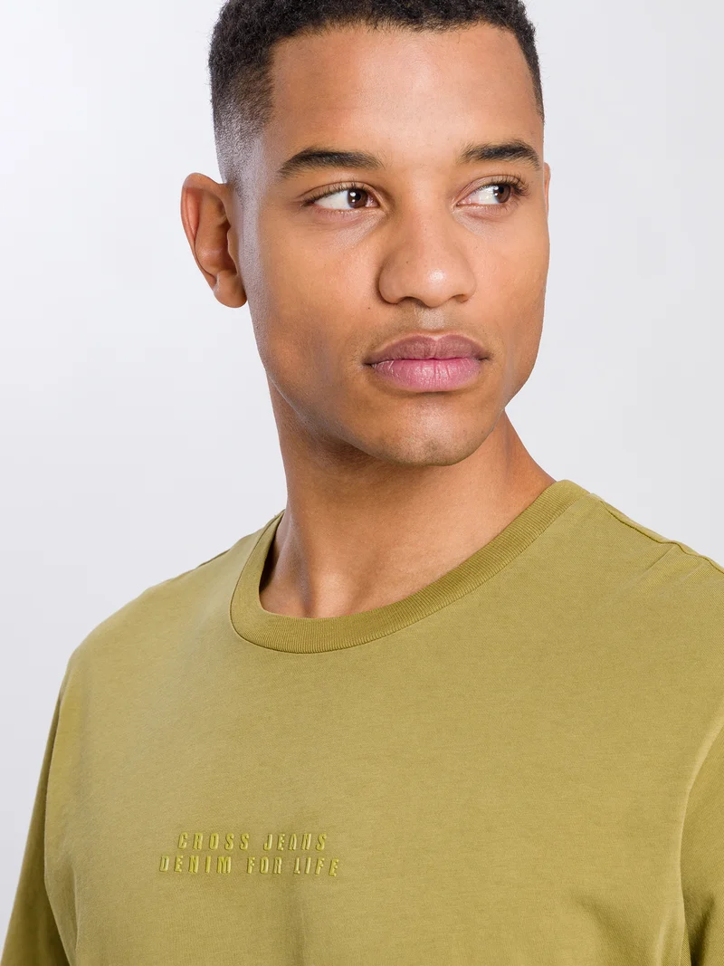 Herren Regular T-Shirt mit Logo Print grün