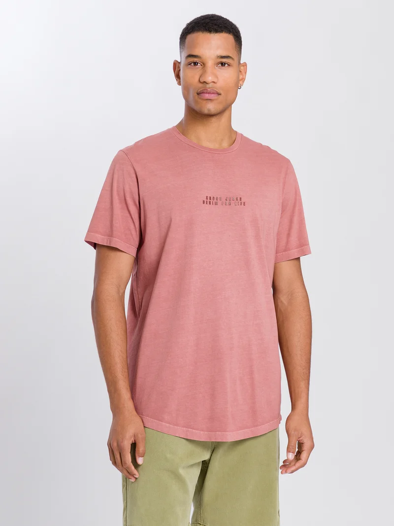 Herren Regular T-Shirt mit Logo Print rot