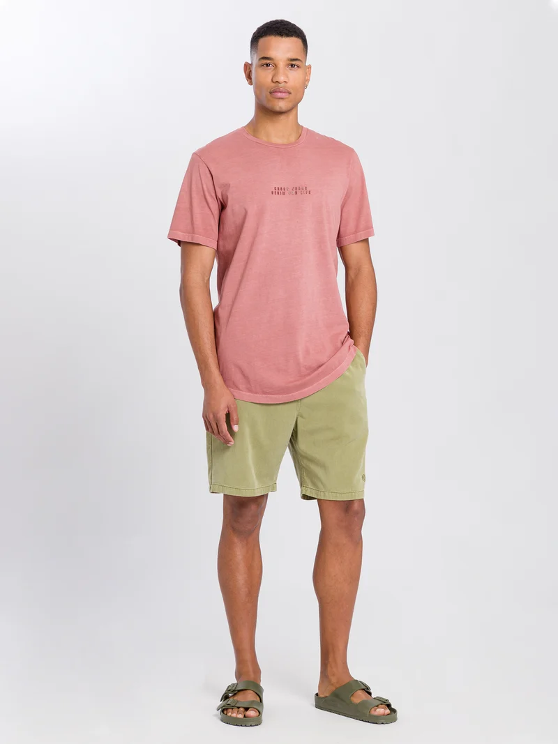 Herren Regular T-Shirt mit Logo Print rot