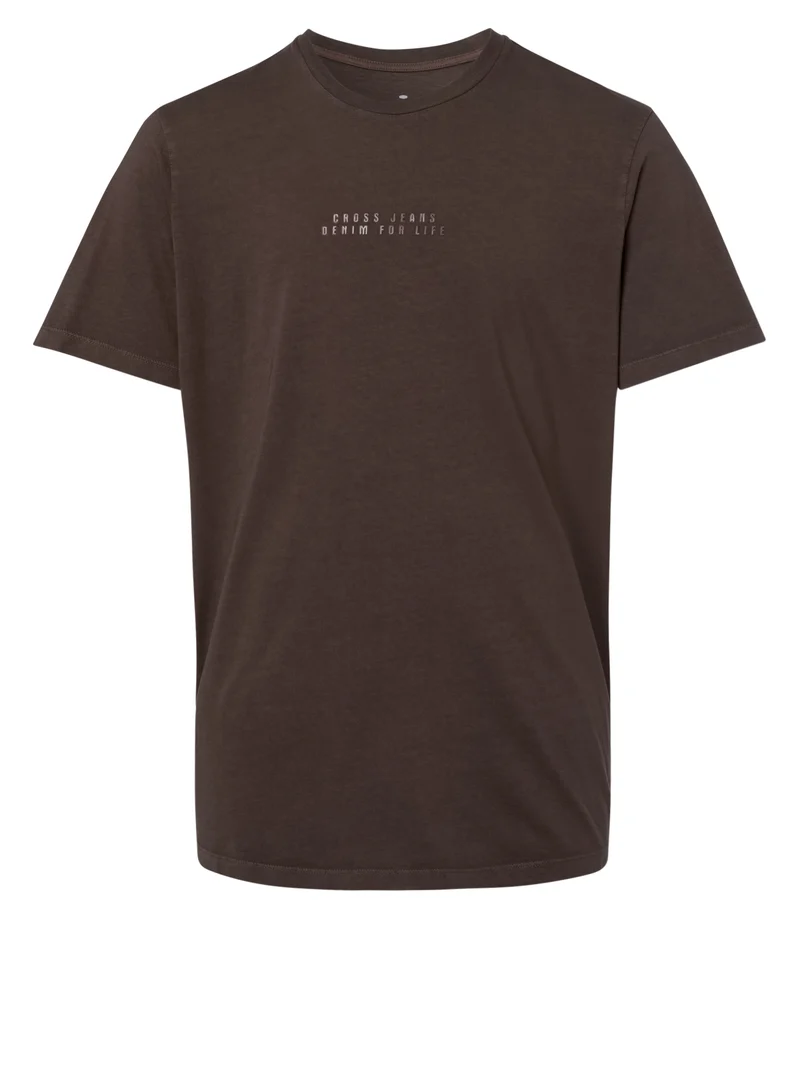 Herren Regular T-Shirt mit Logo Print braun