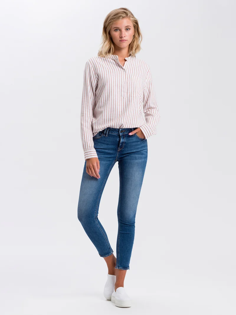 Giselle Damen Jeans Super Skinny Fit Mid Waist Ankle Lenght mittelblau