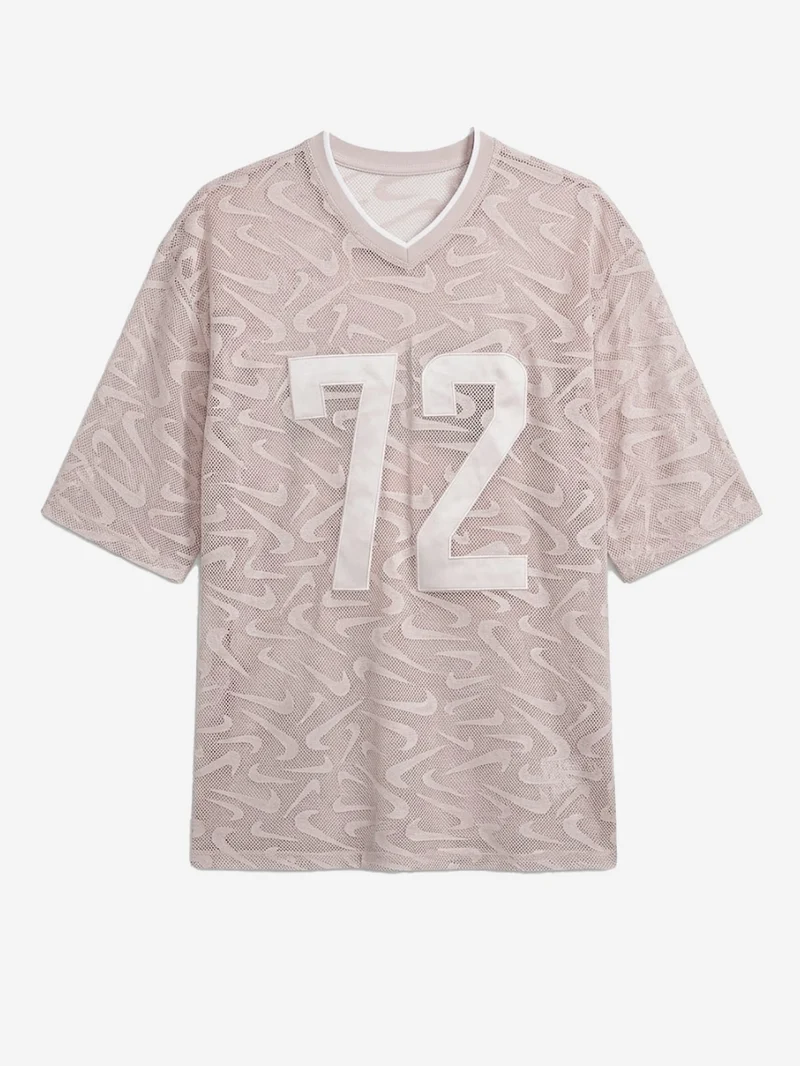 Maglia oversize in mesh a trama aperta con grafica