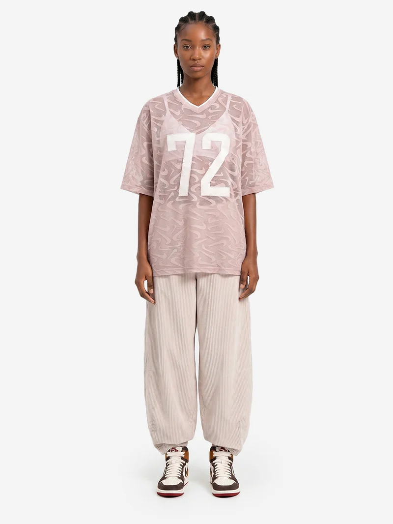 Maglia oversize in mesh a trama aperta con grafica
