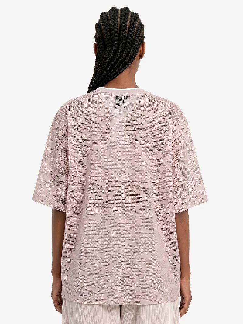 Maglia oversize in mesh a trama aperta con grafica