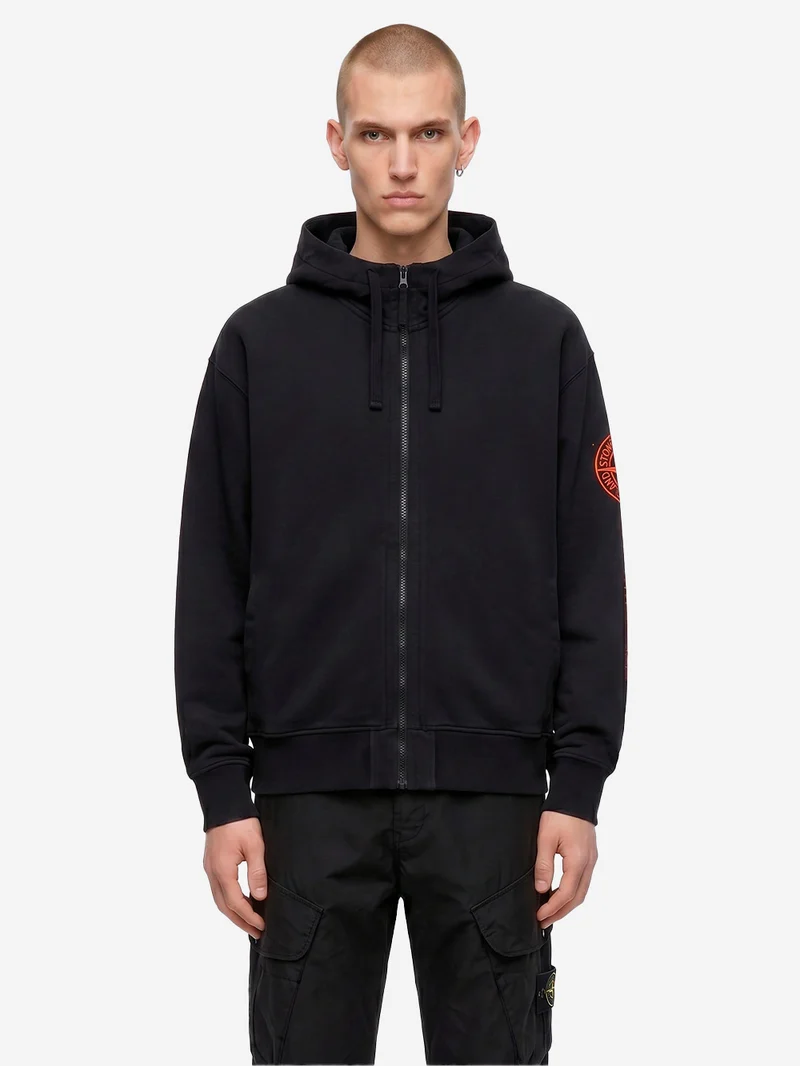 Felpa fleece con cappuccio con zip e stampa 'Vertical Placement'